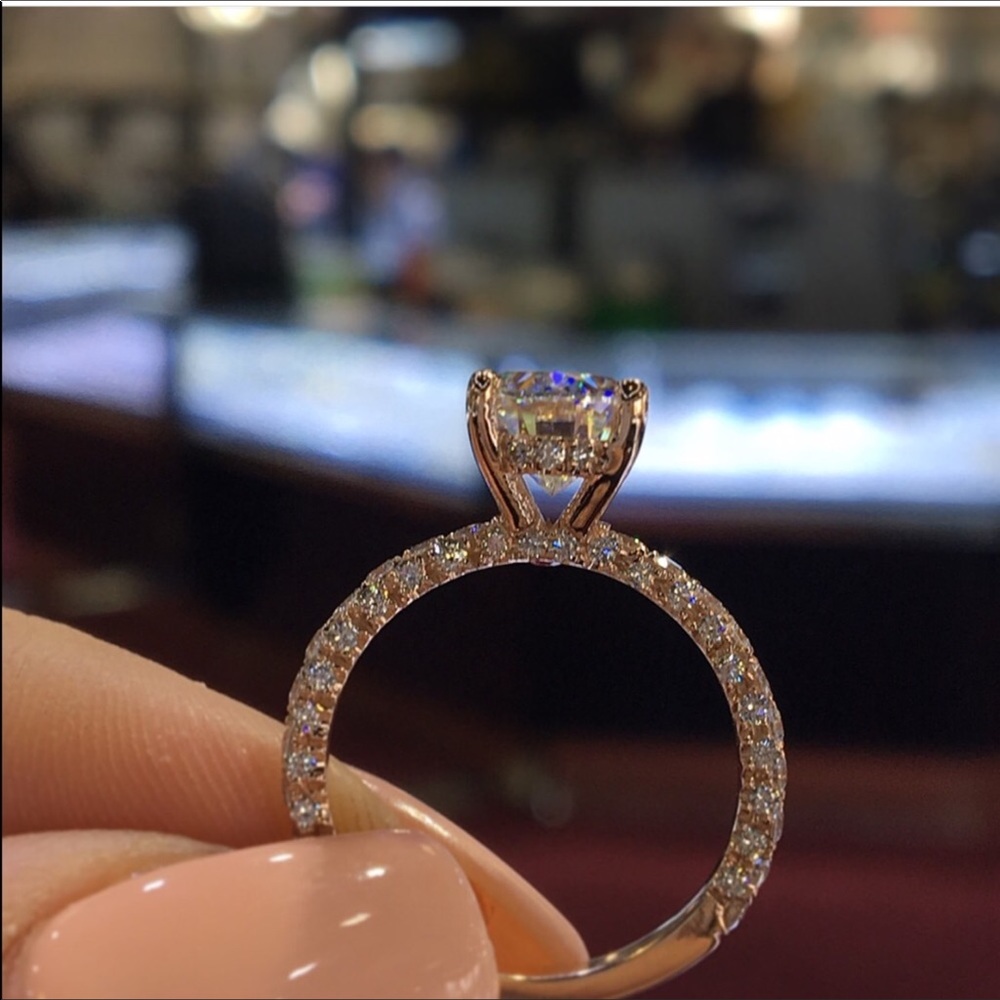 14k rose gold diamond engagement ring wedding - Picture 3 of 8